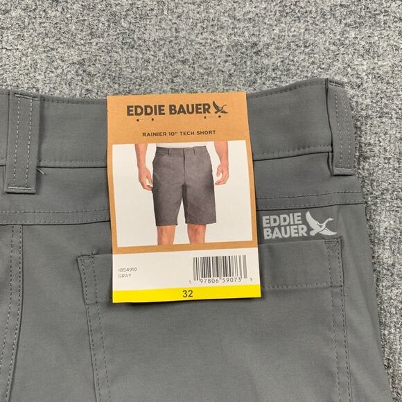 Eddie Bauer Shorts Mens 32 Gray Nylon Stretch Rainier 10 in Tech Active Outdoor - Picture 9 of 11